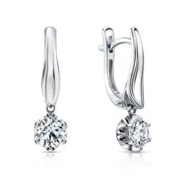 Золотые серьги с бриллиантами выращенными