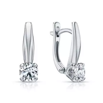 Золотые серьги с бриллиантами выращенными