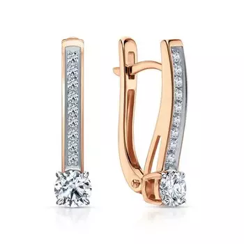 Золотые серьги с бриллиантами выращенными