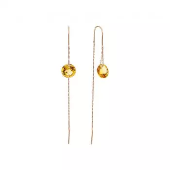 Золотые серьги с цитринами природными