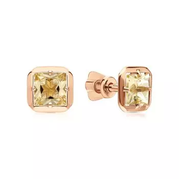 Золотые серьги с цитринами природными