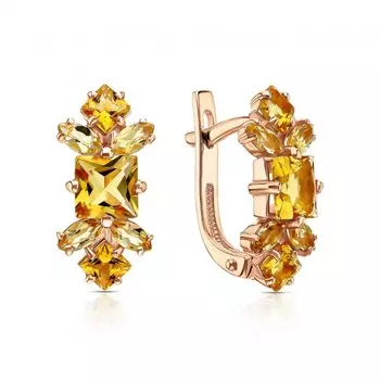 Золотые серьги с цитринами природными