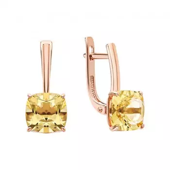 Золотые серьги с цитринами природными