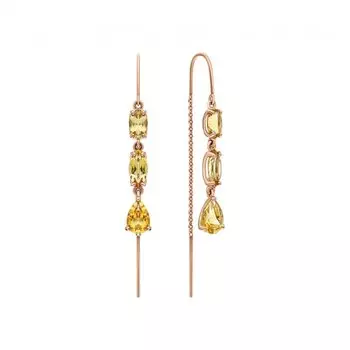 Золотые серьги с цитринами природными