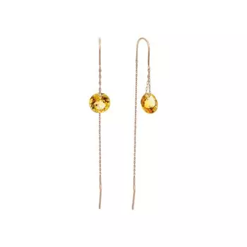 Золотые серьги с цитринами природными