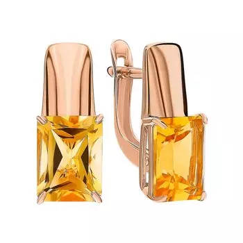 Золотые серьги с цитринами природными