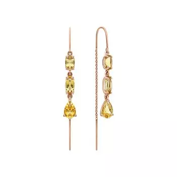 Золотые серьги с цитринами природными