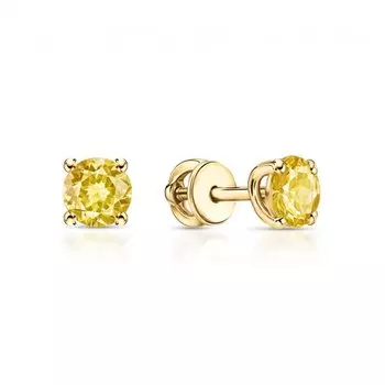 Золотые серьги с цитринами природными