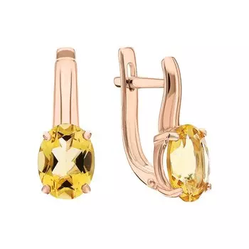 Золотые серьги с цитринами природными
