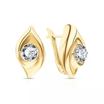 Золотые серьги с фианитами