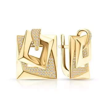 Золотые серьги с фианитами