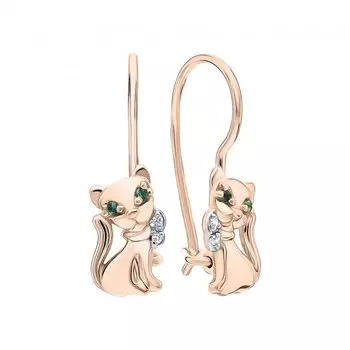 Золотые серьги с фианитами