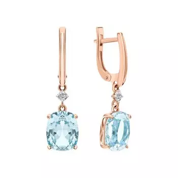 Золотые серьги с фианитами и топазами природными