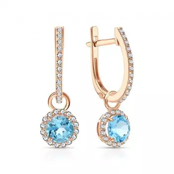 Золотые серьги с фианитами и топазами