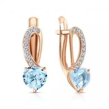 Золотые серьги с фианитами и топазами