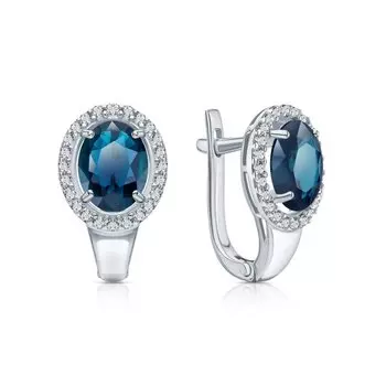 Золотые серьги с фианитами и топазами природными