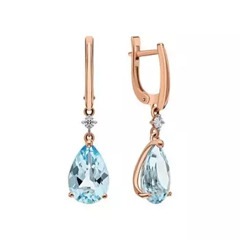 Золотые серьги с фианитами и топазами природными