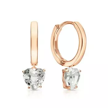 Золотые серьги с горным хрусталем природным