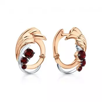 Золотые серьги с гранатами