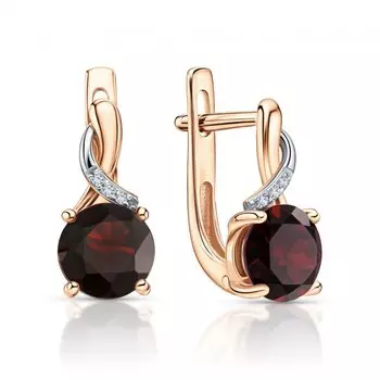 Золотые серьги с гранатами и бриллиантами