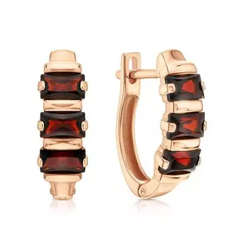 Золотые серьги с гранатами природными