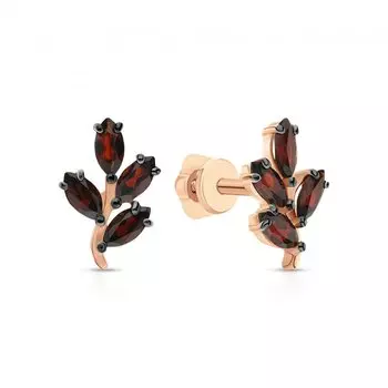 Золотые серьги с гранатами природными