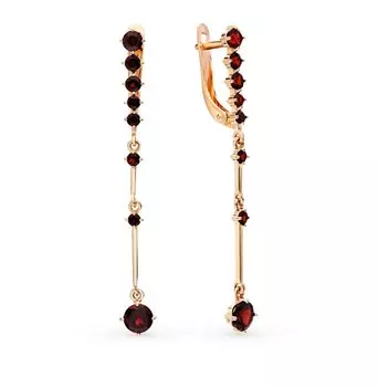 Золотые серьги с гранатами природными