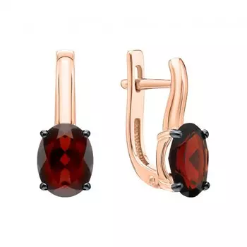Золотые серьги с гранатами природными