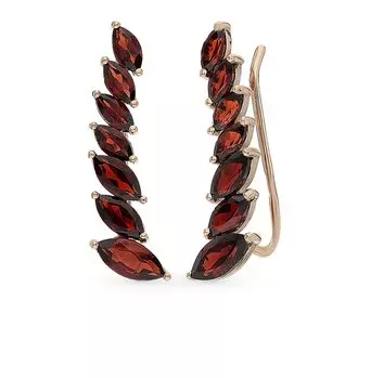 Золотые серьги с гранатами природными