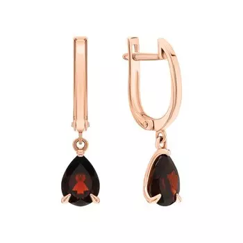 Золотые серьги с гранатами природными