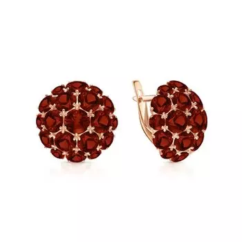 Золотые серьги с гранатами природными