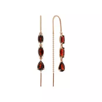 Золотые серьги с гранатами природными