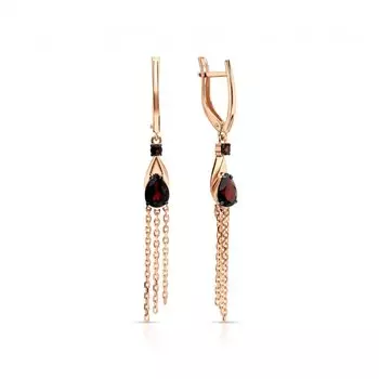 Золотые серьги с гранатами природными