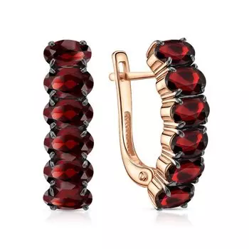 Золотые серьги с гранатами природными