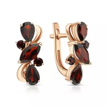 Золотые серьги с гранатами природными