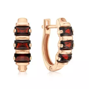 Золотые серьги с гранатами природными