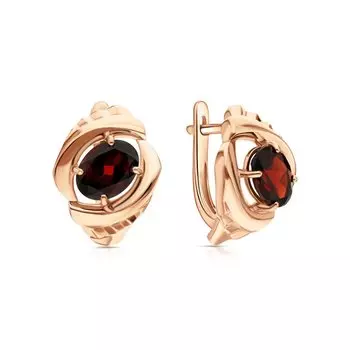 Золотые серьги с гранатами природными