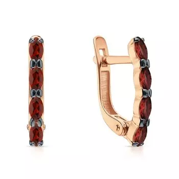 Золотые серьги с гранатами природными