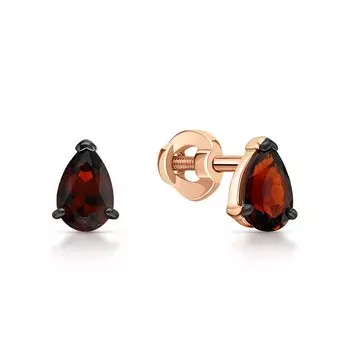 Золотые серьги с гранатами природными
