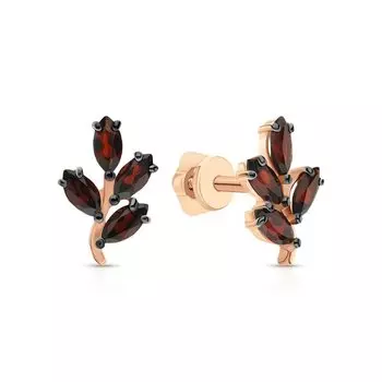 Золотые серьги с гранатами природными