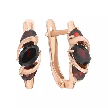 Золотые серьги с гранатами природными