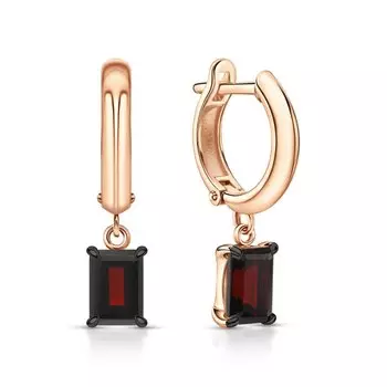 Золотые серьги с гранатами природными