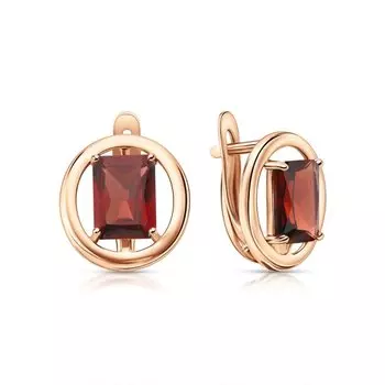 Золотые серьги с гранатами природными