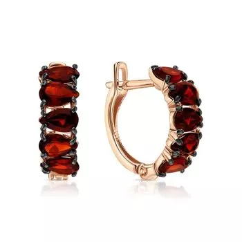 Золотые серьги с гранатами природными