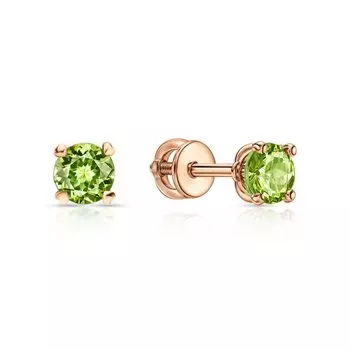 Золотые серьги с хризолитами природными