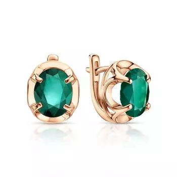 Золотые серьги с изумрудами гидротермальными