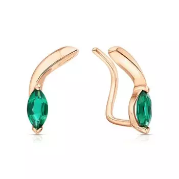 Золотые серьги с изумрудами гидротермальными