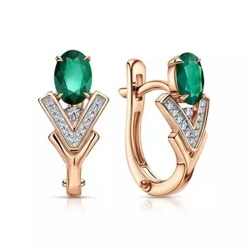 Золотые серьги с изумрудами и бриллиантами