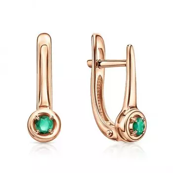Золотые серьги с изумрудами природными