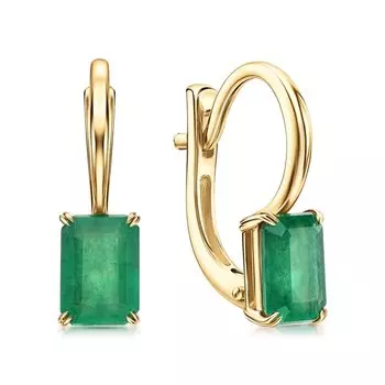 Золотые серьги с изумрудами природными